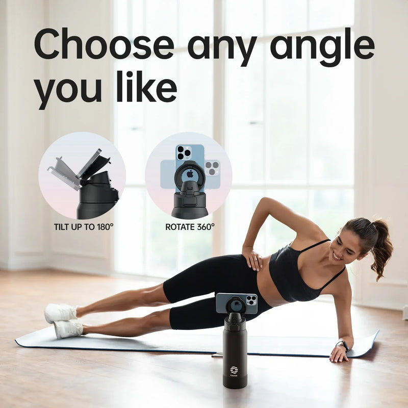 Cup Cell Pro – Garrafa Magnética 3 em 1 com Suporte de Celular e Tripé - ALL IN. COMPRAS